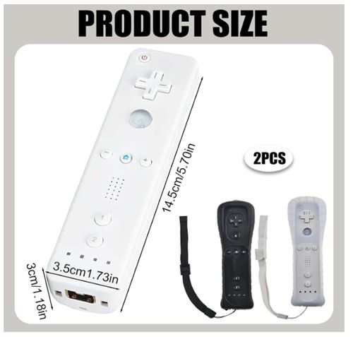 2x 2 en 1 Manette Wiimote Motion Plus intégré et Nunchunk QUMOX compatible pour Nintendo Wii et Wii U -QUMOX®