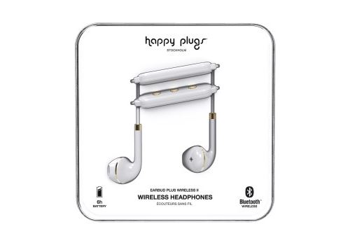 Happy Plugs Wireless II - In-ear hoofdtelefoons met micro - inwendig - Bluetooth - draadloos - ruisisolatie - wit