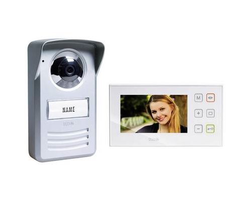 Interphone vidéo m-e modern-electronics PVD-4410 filaire Set complet argent, blanc