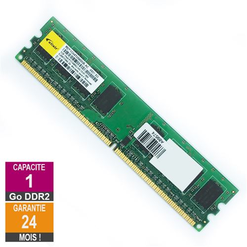 Barrette Mémoire 1Go Ram Ddr2 Elixir M2Y1G64Tu88D6B-Ac Dimm Pc2-6400U 1Rx8