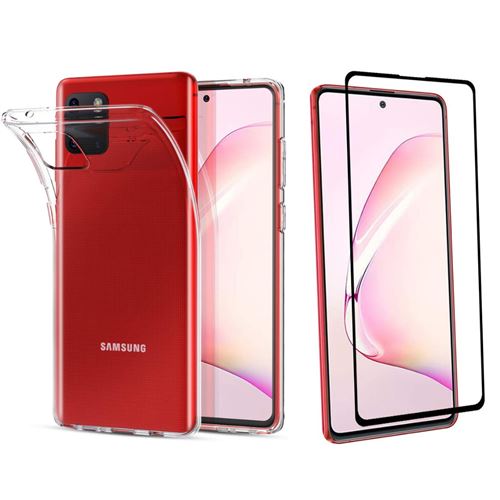 Coque pour Samsung Galaxy NOTE 10 LITE et Verre Trempe Bord Noir - Protection Silicone Souple Ultra Mince Film Vitre Protection Ecran [Phonillico®]