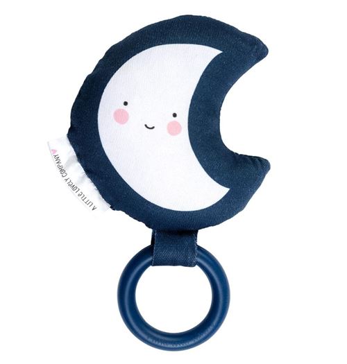 A Little Lovely Company hochet Moon junior 16,5 cm coton bleu foncé