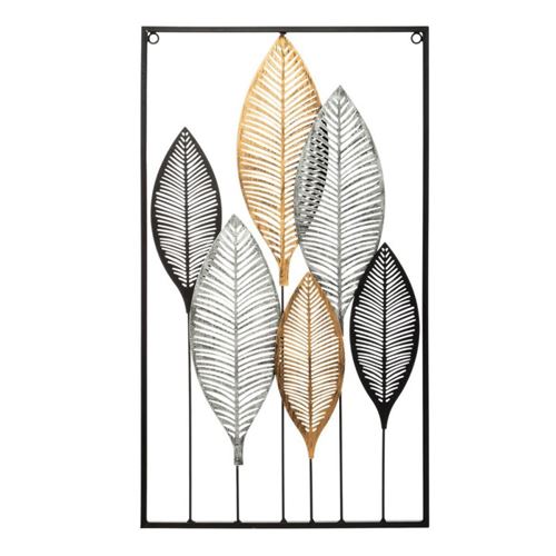 déco murale en métal feuilles - 37 x 65 cm - multicouleur
