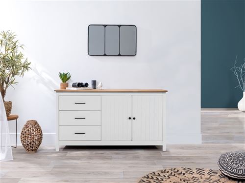 BOBOCHIC Buffet bas 150 cm MEGANE Blanc/ bois clair