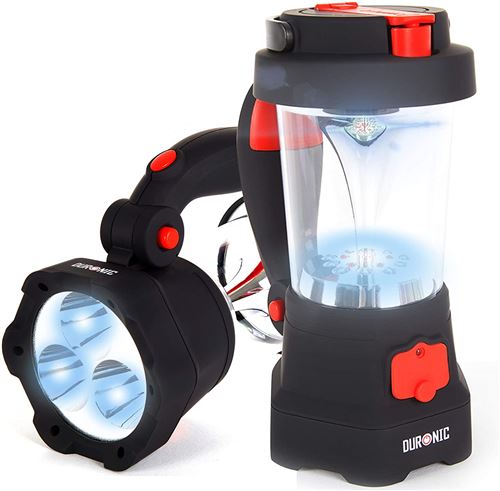 Duronic Hurricane - Lampe torche lanterne à dynamo / USB - Lanterne à 10 LED / Signal d'urgence rouge clignotant / Lampe torche à 3 LED
