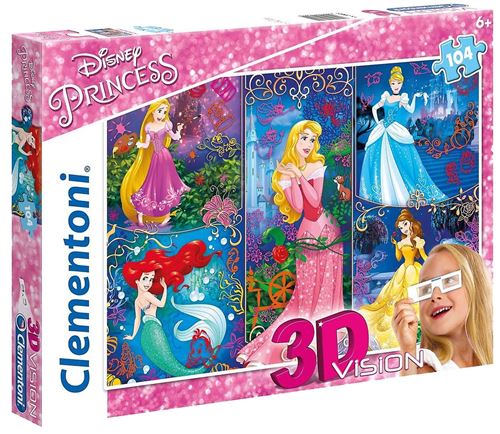 Clementoni puzzle 3D Vision Disney Princess 104 pièces