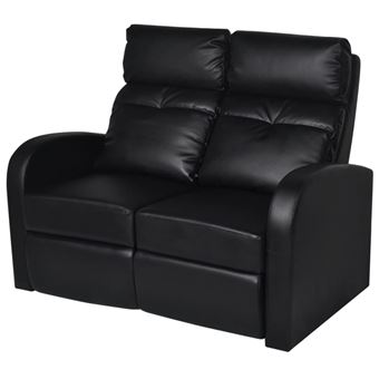 vidaXL Fauteuil inclinable à 2 places Cuir synthétique Noir vidaXL Fauteuil inclinable à 2 places Cuir synthétique Noir
