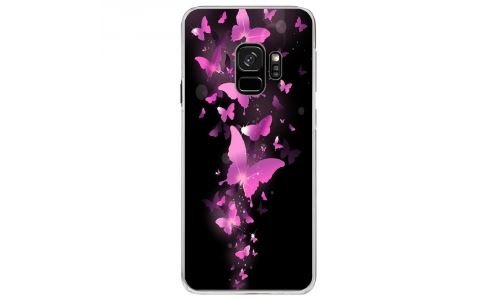 Coque rigide transparente pour Samsung Galaxy S9 avec impression Motifs papillons fushias