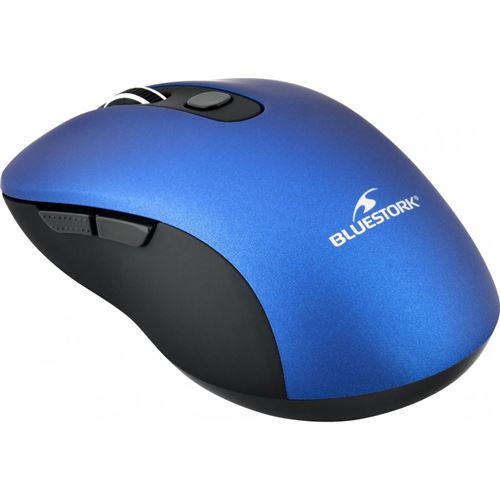 BLUESTORK Comfort Mouse - Muis - optisch - 6 knoppen - draadloos - 2.4 GHz - USB draadloze ontvanger - metallic blauw