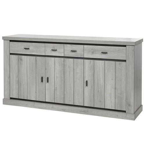 MASSYLE - Buffet 3 Portes 3 Tiroirs Aspect Bois Grisé