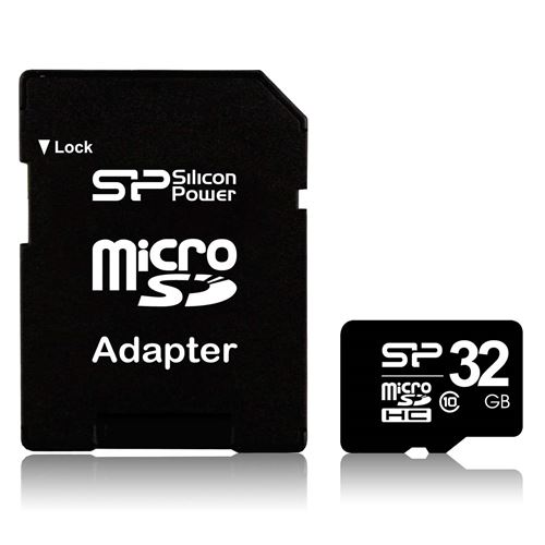 SILICON POWER - Carte mémoire flash (adaptateur microSDHC - SD inclus(e)) - 32 Go - Class 10 - micro SDHC
