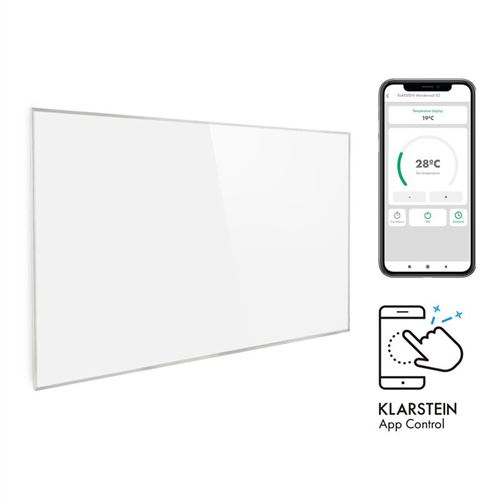 Radiateur infrarouge &eacute;lectrique Klarstein Wonderwall - 80x120 cm - 960W - Contr&ocirc;le par app - Blanc 