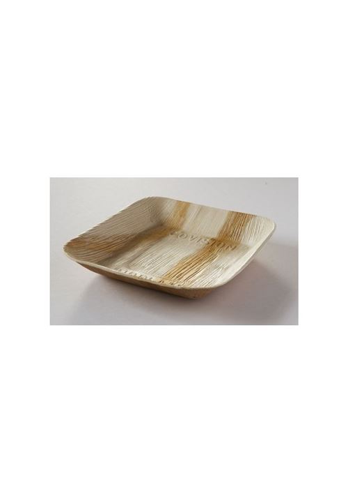 Lot de 25 assiettes compostables en palmier Carrées 17 x17 Cm