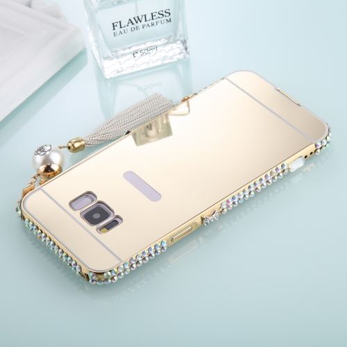 Galaxy S8 Coque Protection Plastique Electroplating Mirroir Bijoux incrusté Doré ALS52565