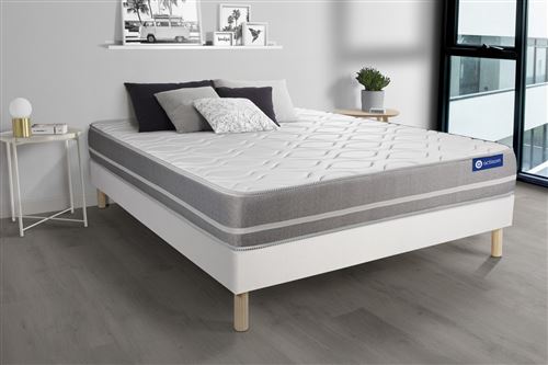 Non Communiqué Blanc Ensemble Matelas Latex + Mémoire De Forme Actilatex Touch 200X200 3Zones De Confort + Sommier Kit