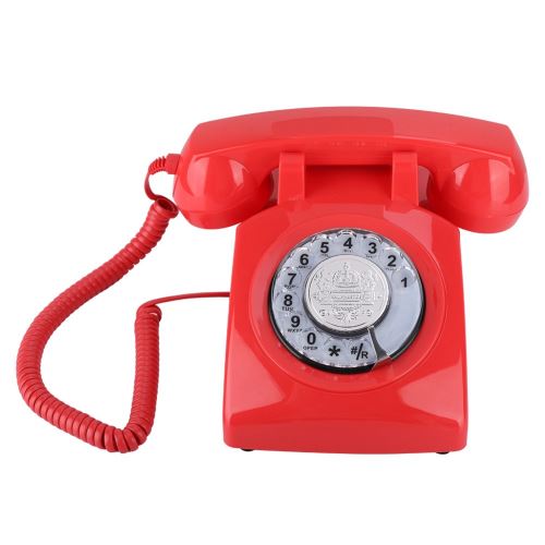Vintage Téléphonique / Téléphone Rétro À Cadran Rotatif / Téléphone Fixe(Rouge)