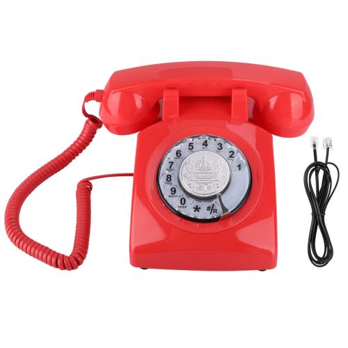 19€05 sur Vintage Téléphonique / Téléphone Rétro À Cadran Rotatif /  Téléphone Fixe(Rouge) - Téléphone filaire - Achat & prix