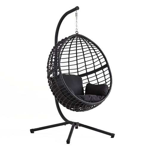 Non Communiqué Noir Fauteuil Suspendu En Résine Tressée Auroa Concept Usine - Image 1