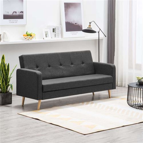 vidaXL Canapé Tissu Gris foncé