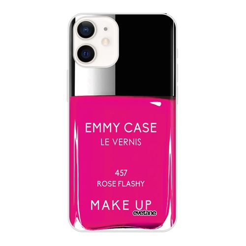 Coque pour iPhone 12 mini souple transparente Vernis Rose Motif Ecriture Tendance [Evetane®]