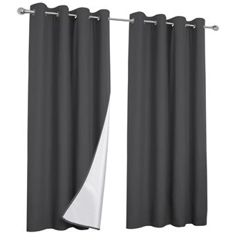Lot de 2 rideaux thermiques gris anthracite 135x240 cm - 1