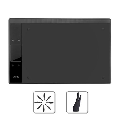 3 Pièces Tablette Graphique VEIKK-A30 Avec Stylet ,10*6 Pouces ,Compatible PC Window et Mac OS - Noir