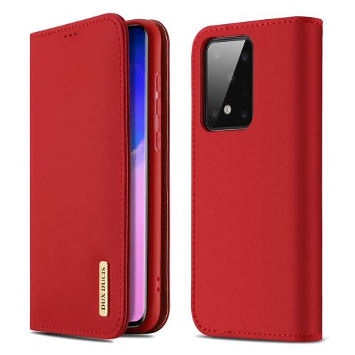 Etui en cuir véritable avec support rouge pour votre Samsung Galaxy S11 Plus 6.9 pouces