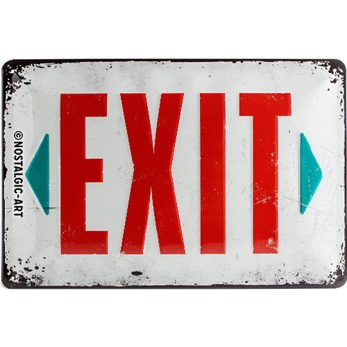Nostalgic-Art 22218 Plaque rétro en tôle avec inscription Exit 20 x 30 cm