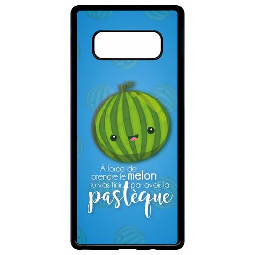 Coque samsung galaxy note 8 force de prendre le melon tu vas finir par avoir la pastque fond bleu