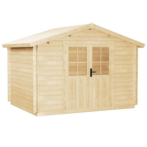 vidaXL Abri de jardin pour bûches de bois 28 mm 3,1 x 3 m Bois massif