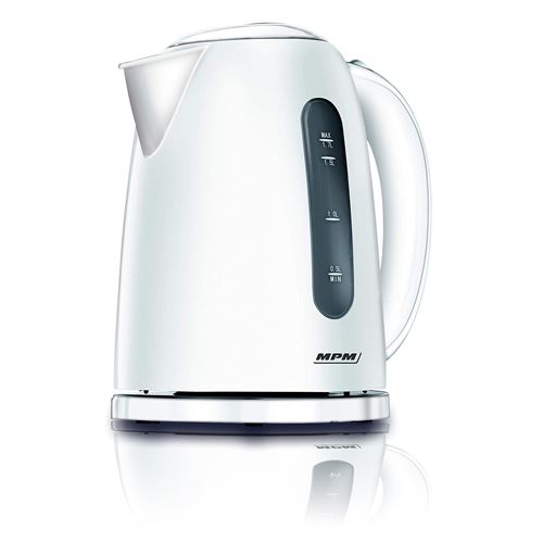Mpm, mcz-85 bouilloire électrique sans fil 1,7 litres, base 360º, filtre anti-calcaire, 2200w, blanc