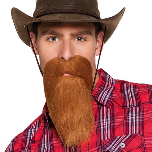 barbe châtain cowboy adulte