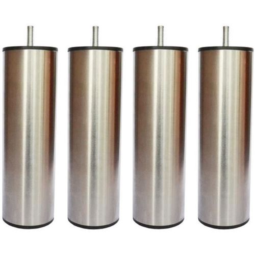Jeu De Pieds Cylindriques Inox Brosse Saturne - L 6 X L 6 X H 24,5 Cm - Lot De 4