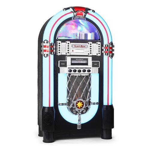Ricatech RR 1000 Chaîne Hifi Jukebox style rétro années - CD FM/AM AUX - éclairage LED