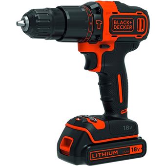 Perceuse à Percussion Sans Fil BLACK+DECKER 18V - 1.5Ah - 2 Vitesses - LED - Parfaite Pour Bricolage