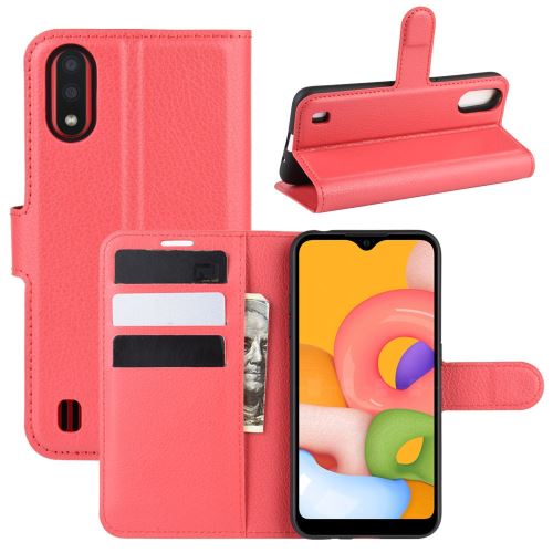 Etui en PU rouge pour votre Samsung Galaxy A01