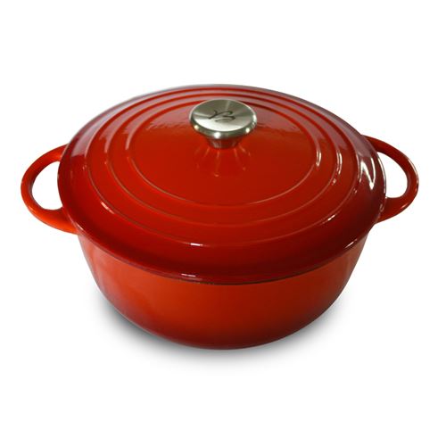 BAUMALU Cocotte fonte ronde - 24 cm - Rouge dégradé Tradition