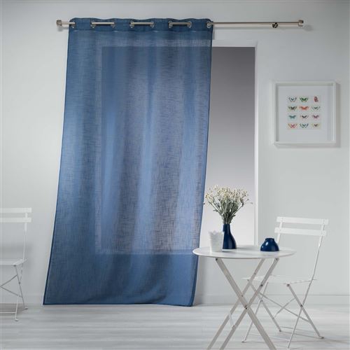 Panneau a oeillets 140 x 240 cm effet lin tisse haltona Bleu