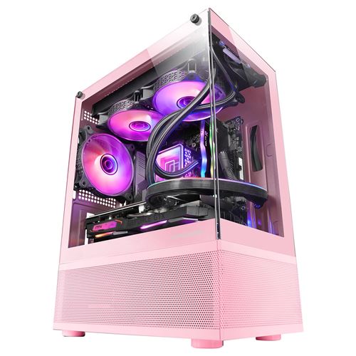 Boîtier PC Micro-Atx Mars Gaming Mc-Se Verre Trempé Sans Cadre Airtech Mesh Rose