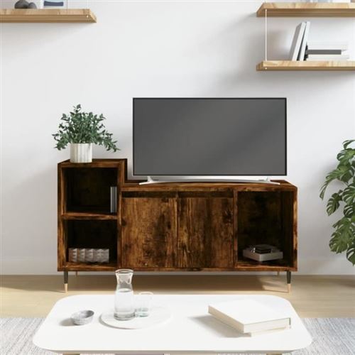 vidaXL - Meuble TV - Chêne fumé - 100x35x55 cm - Image 3