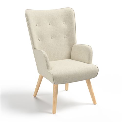 Idmarket - Fauteuil scandinave ivar en tissu beige