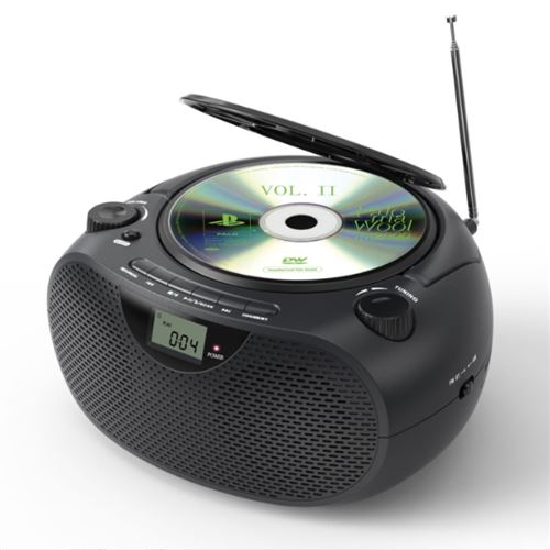 Brightake Lecteur CD portable Boombox avec Bluetooth 5.0, radio FM, AUX USB - Compatible CD-R/CD-RW/MP3/WMA, alimentation sur secteur batterie, noir