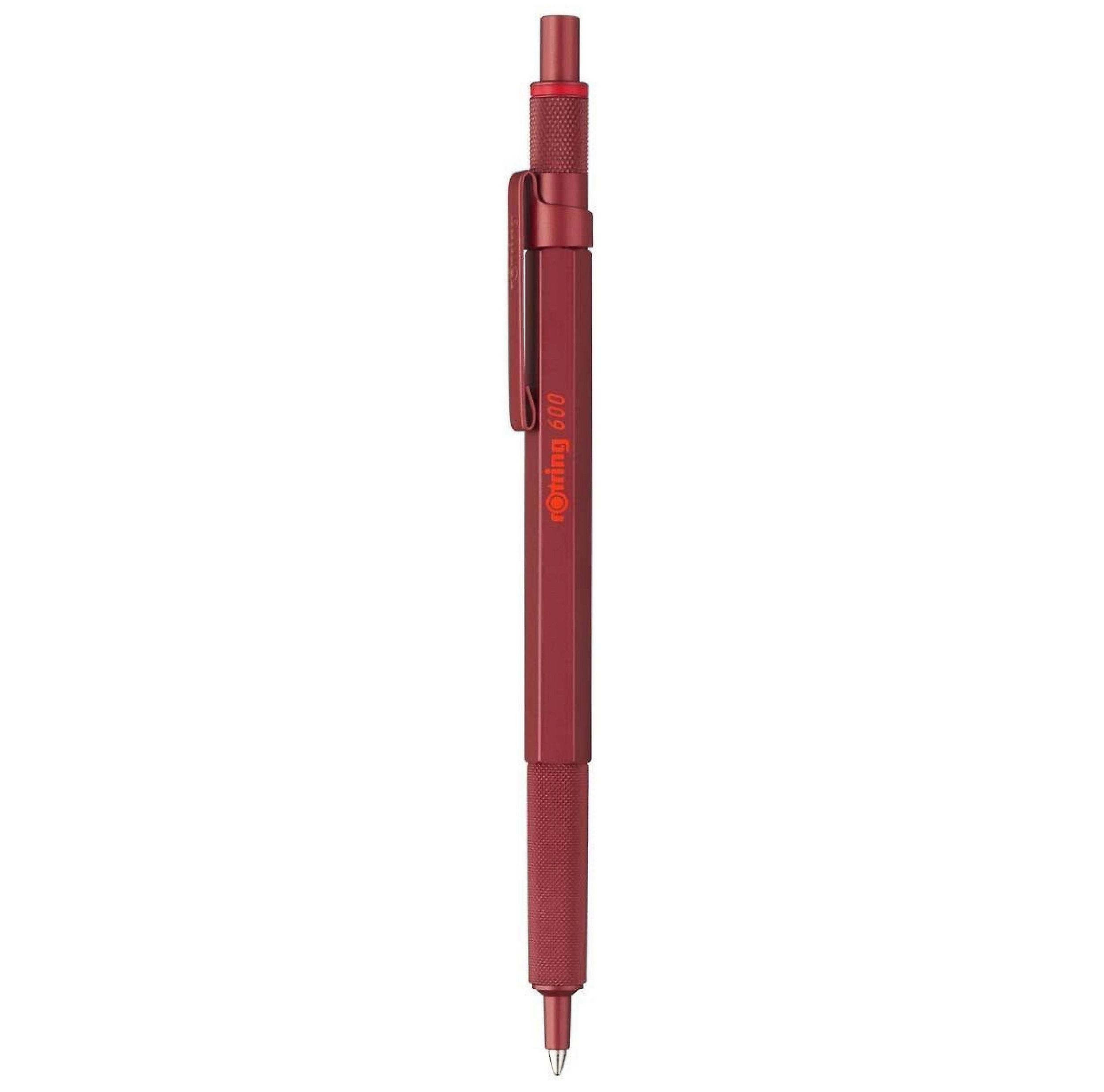 ROtring 600 Stylo Bille Métal - Pointe Moyenne Encre Noire - Corps Doré Rechargeable - Design Iconique