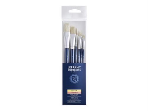 Lefranc Bourgeois - Lot de pinceaux - 6 parties - usé bombé, rond, plat - taille : 6, 12, 16, 24