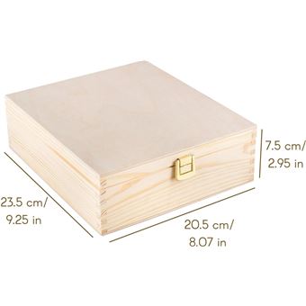 Creative Deco Boite a The en Bois Non Peint, Boite de Rangement Sachet, 23,5 x 20,5 x 7,5 cm, 9 Compartiments, Boîte à Thé, Rangement Cuisine