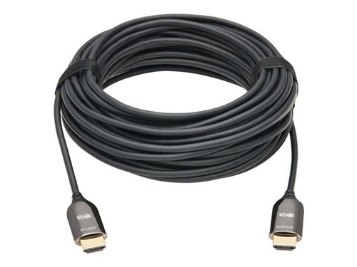 Tripp Lite Fiber Active Optical Cable (AOC) 8K HDMI Plenum-Rated - UHD @ 60 Hz, HDR, M/M, Black, 15 m - Ultra High Speed - câble HDMI avec Ethernet - HDMI mâle pour HDMI mâle - 15 m - noir - plenum, Active Optical Cable (AOC), support pour 8K UHD (7680