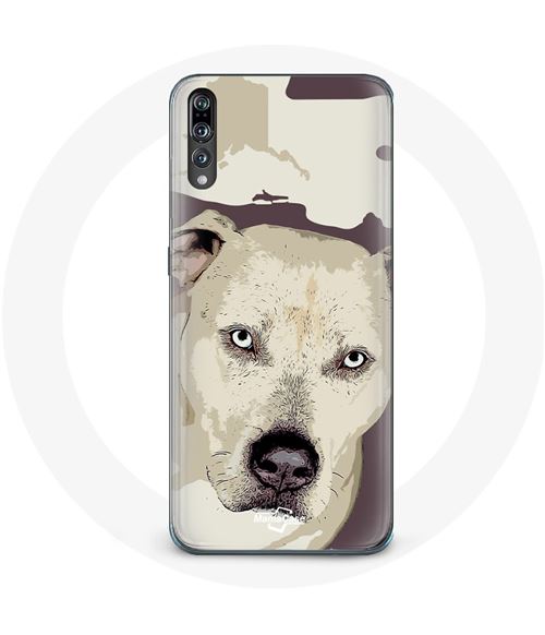 Coque pour Huawei P20 Chien de Pitbull Blanc Maniacase