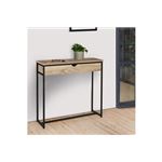 Console Blanca IDMarket - Plateau Lattes Bois & Structure Métal - Style Industriel - 100x30x75 Cm