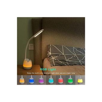 Lampe De Bureau LED 5W Rechargeable 3 Modes & 3 Luminosités - Col De Cygne Flexible Avec Support Téléphone