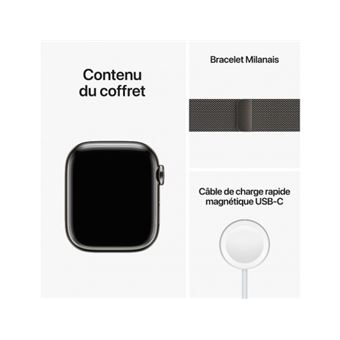 Apple Watch Series 8 GPS + Cellular, boîtier Acier inoxydable graphite 41mm avec Bracelet Boucle milanaise graphite